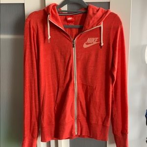 Red Nike zip up hoodie- lightweight. Size M